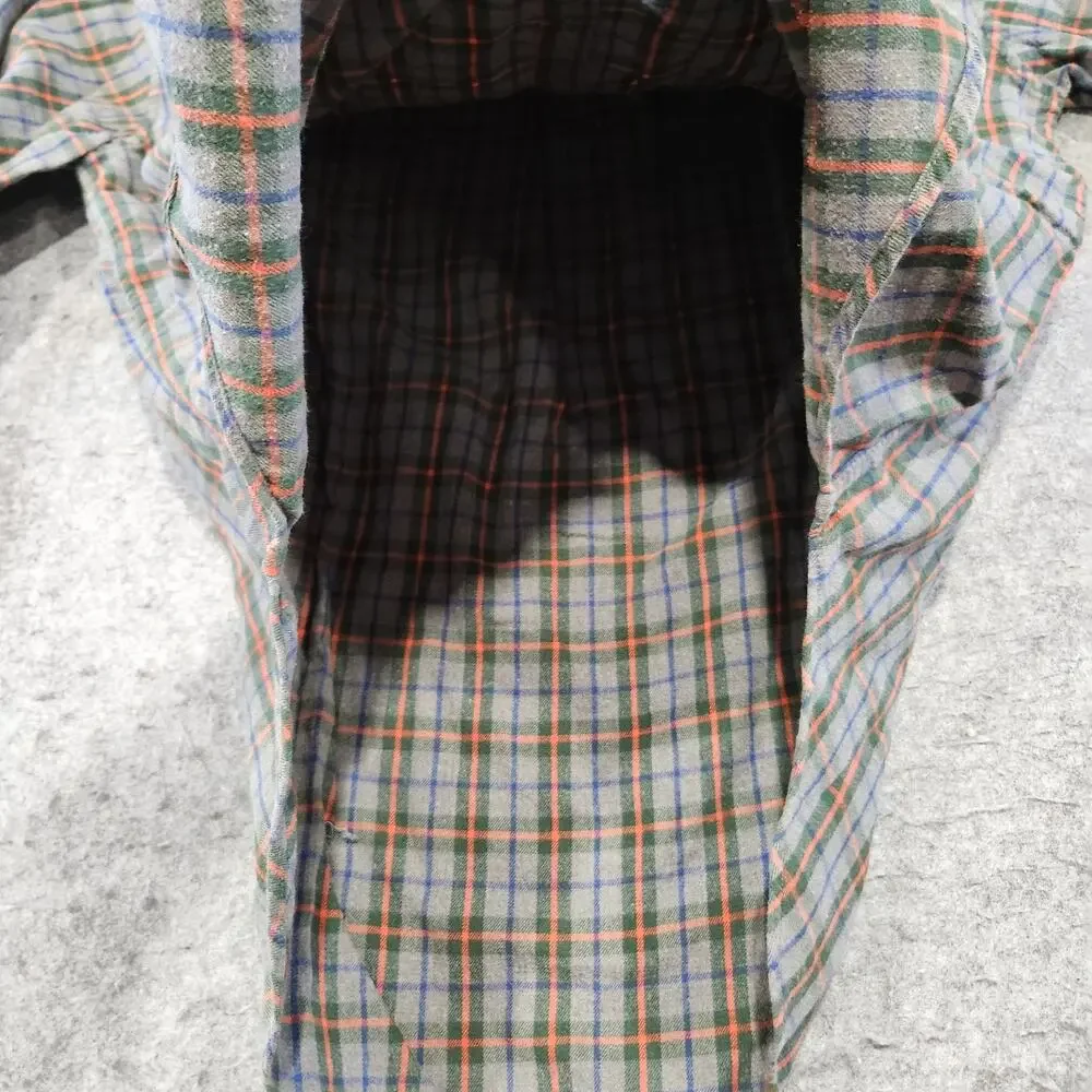 VTG 90s J Crew Oarsman‎ Mens L Large Cotton Plaid Flannel Button Up Down Shirt